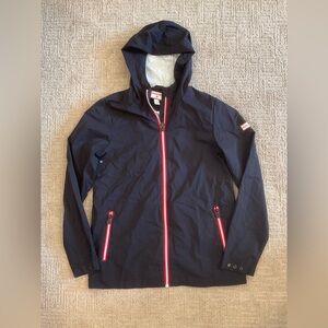 โ๏ธ๐ค Hunter for Target Kids Unisex Boys Girls Hooded Raincoat Red Trim Sz L EUC